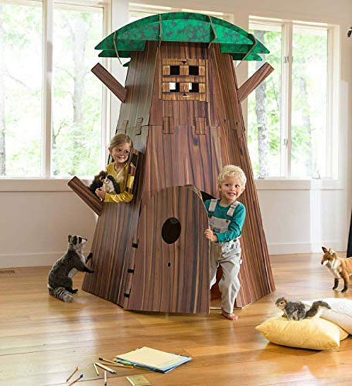 Awesome Big Tree Fort Building Kit for Kids Made of Cardboard