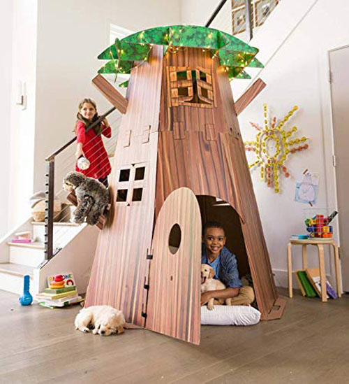 Awesome Big Tree Fort Building Kit for Kids Made of Cardboard