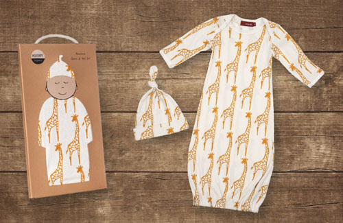 Milkbarn Organic Newborn Gown and Hat Set