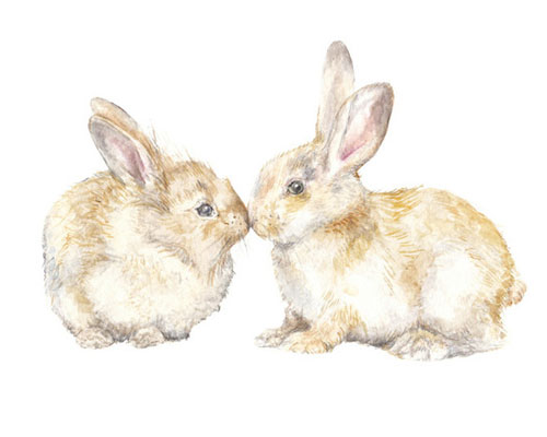 Snuggling Bunnies by Lauren Rogoff - Animal Arts for Baby Nursery