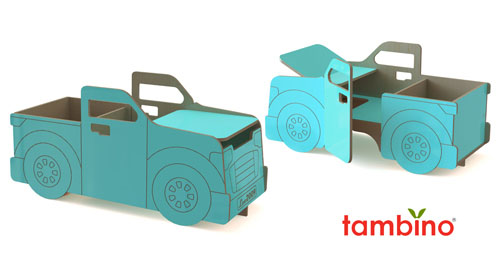 Tambino Pickup Truck Is A Combination Desk and Double Toy Chests